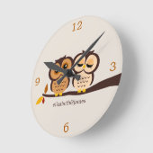 Eulen im Herbst Runde Wanduhr (Winkel)