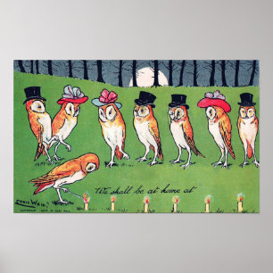 Eulen im Mondlicht, Louis Wain Poster
