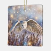 Eulen im Schnee Magische Weihnachten Keramikornament (Links)