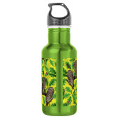 Eulen im Wald auf zitronengelb Edelstahlflasche (Rückseite)