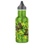 Eulen im Wald auf zitronengelb Edelstahlflasche (Links)