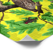 Eulen im Wald auf zitronengelb Poster (Ecke)
