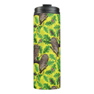 Eulen im Wald auf zitronengelb Thermosbecher