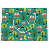 Eulen im Wald große Geschenktasche Geschenktüte (Vorderseite)
