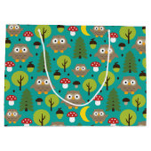 Eulen im Wald große Geschenktasche Geschenktüte (Rückseite)