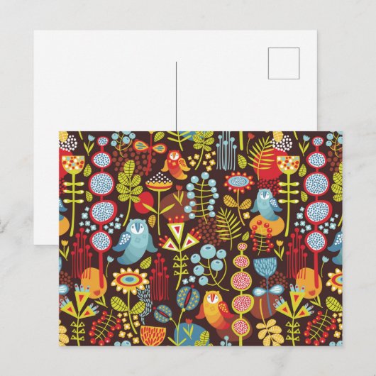 Eulen im Wald Postkarte (Vorne/Hinten)