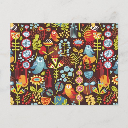 Eulen im Wald Postkarte (Vorderseite)