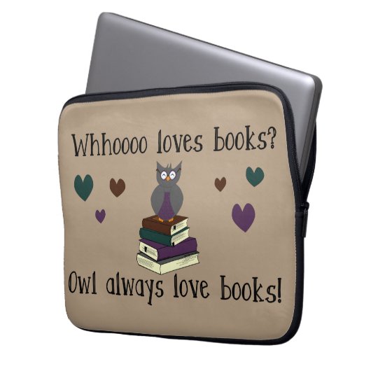 Eulen-immer Liebe-Bücher Laptopschutzhülle (Vorderseite Links)