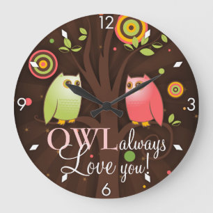 Eulen-immer Liebe Sie Große Wanduhr