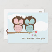 Eulen-immer Liebe Sie süße Paar-Postkarte Postkarte (Vorne/Hinten)