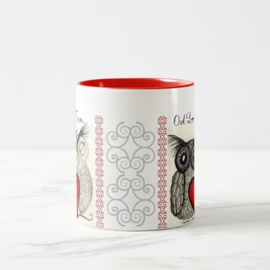 Eulen-immer Liebe Sie Zweifarbige Tasse (Mittel)