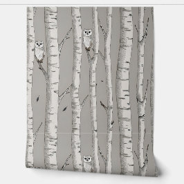Eulen in Birkenbäumen Tapete