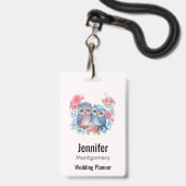 Eulen in der Liebe auf einer Baumzweigung Ausweis (Rückseite mit Lanyard)