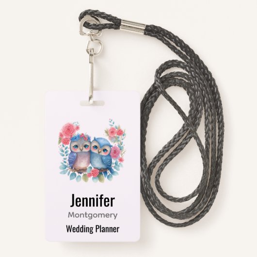 Eulen in der Liebe auf einer Baumzweigung Ausweis (Vorderseite mit Schlüsselband)