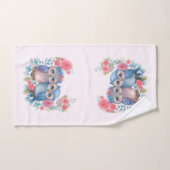 Eulen in der Liebe auf einer Baumzweigung Badhandtuch Set (Handtuch)