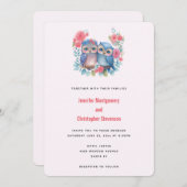 Eulen in der Liebe auf einer Baumzweigung Einladung (Vorne/Hinten)