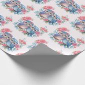 Eulen in der Liebe auf einer Baumzweigung Geschenkpapier (Ecke)