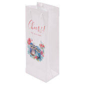 Eulen in der Liebe auf einer Baumzweigung Geschenktüte Für Weinflaschen (Rückseite Schrägansicht)