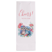 Eulen in der Liebe auf einer Baumzweigung Geschenktüte Für Weinflaschen (Rückseite)