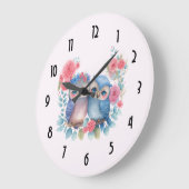 Eulen in der Liebe auf einer Baumzweigung Große Wanduhr (Winkel)