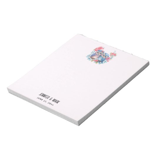 Eulen in der Liebe auf einer Baumzweigung Notizblock (Rotiert)