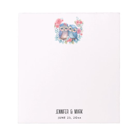 Eulen in der Liebe auf einer Baumzweigung Notizblock (Vorderseite)