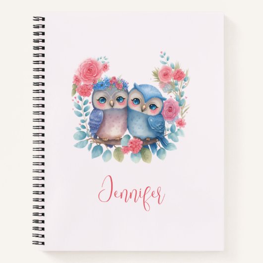 Eulen in der Liebe auf einer Baumzweigung Notizblock (Vorderseite)