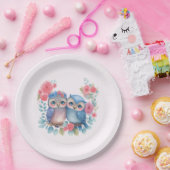 Eulen in der Liebe auf einer Baumzweigung Pappteller (Party)