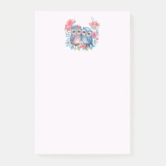Eulen in der Liebe auf einer Baumzweigung Post-it Klebezettel (Vorderseite)