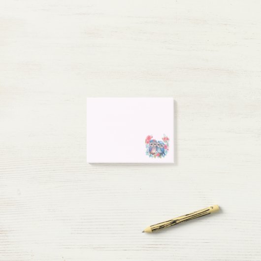 Eulen in der Liebe auf einer Baumzweigung Post-it Klebezettel (Auf Schreibtisch)