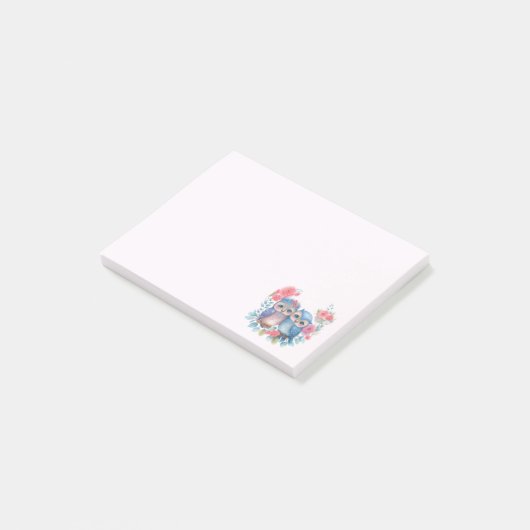 Eulen in der Liebe auf einer Baumzweigung Post-it Klebezettel (angewinkelt)