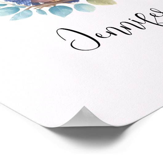 Eulen in der Liebe auf einer Baumzweigung Poster (Ecke)