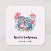 Eulen in der Liebe auf einer Baumzweigung Quadratische Visitenkarte (Vorderseite)