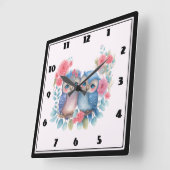 Eulen in der Liebe auf einer Baumzweigung Quadratische Wanduhr (Winkel)