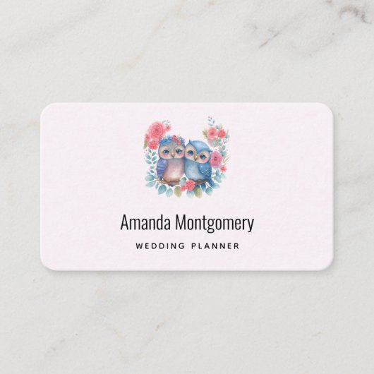 Eulen in der Liebe auf einer Baumzweigung Visitenkarte (Vorderseite)