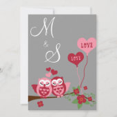 Eulen in der Liebe Hochzeit Einladung (Vorderseite)