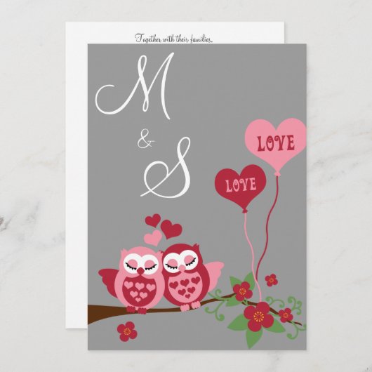 Eulen in der Liebe Hochzeit Einladung (Vorne/Hinten)