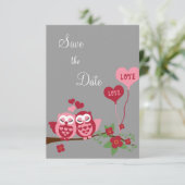 Eulen in der Liebe Save the Date Einladung (Stehend Vorderseite)