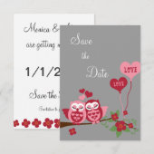 Eulen in der Liebe Save the Date Einladung (Vorne/Hinten)
