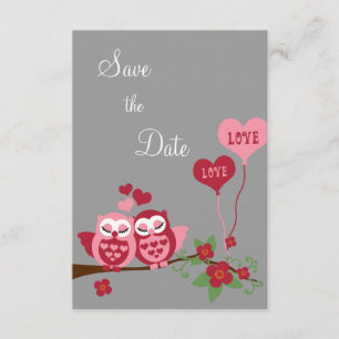 Eulen in der Liebe Save the Date Einladung