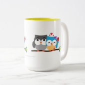 Eulen in der Liebe Zweifarbige Tasse (VorderseiteRechts)