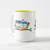 Eulen in der Liebe Zweifarbige Tasse (Vorderseite Links)