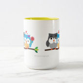 Eulen in der Liebe Zweifarbige Tasse (Mittel)