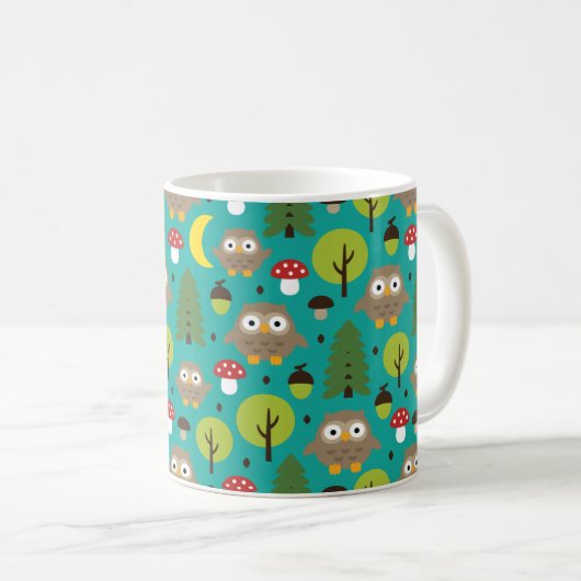 Eulen in der Tasse des Waldkaffees (VorderseiteRechts)