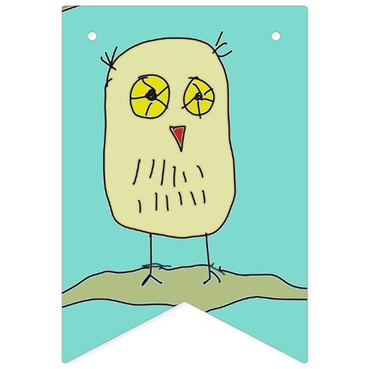 Eulen in der WaldPartyfahne Wimpelkette (Erste Fahne)