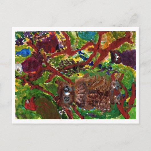 Eulen in einem Baum #2 Postkarte (Vorderseite)