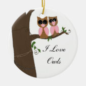 Eulen in einem Baum Keramik Ornament (Vorne)