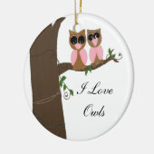 Eulen in einem Baum Keramik Ornament (Links)