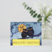 Eulen in einem BaumHalloween-Postkarte Postkarte (Stehend Vorderseite)