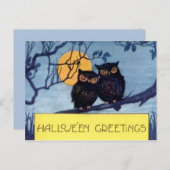 Eulen in einem BaumHalloween-Postkarte Postkarte (Vorne/Hinten)